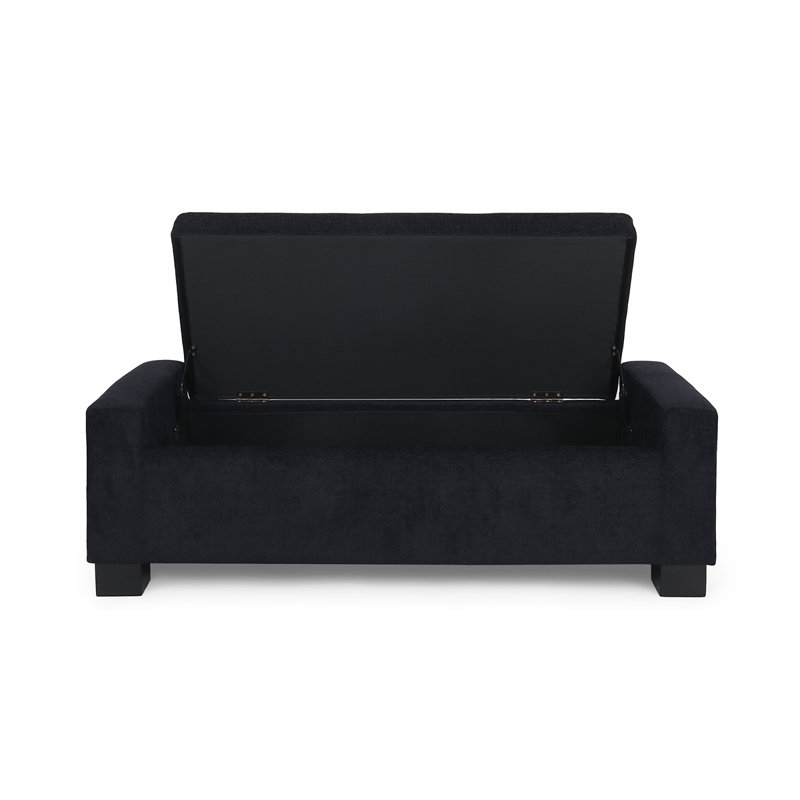 Repose-pieds avec rangement Jamih, Polyester bleu minuit