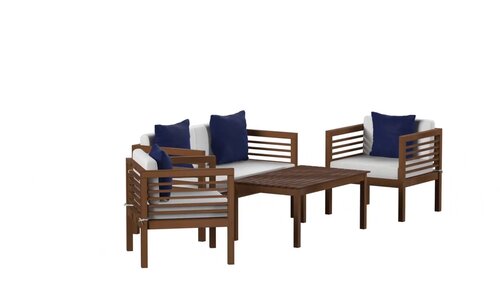 Arlethe 4 Piece Sofa Seating Group with Cushions Wade Logan Frame Color/Cushion Color: White Frame/Navy Cushion