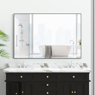 48"X32" Decorative Mirror With Black Frame - -Proof Feature Functional For Different Rooms Like Bathroom, Bedroom, Living Room, Entrance Hall Bathroom Dressing Space