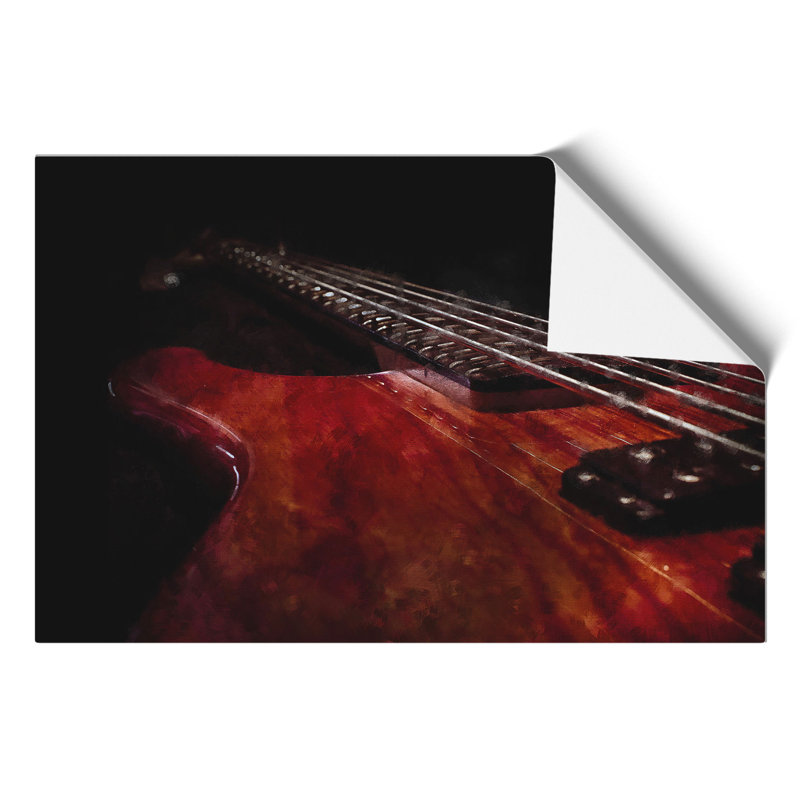 Cherry Red Bass Guitar Painting - Frameless Print, 30cm H x 42cm W x 0.1cm D