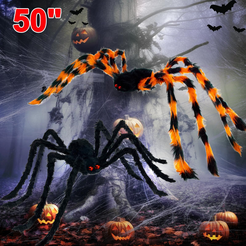 6 pièces décorations d'araignée d'Halloween avec 6 couleurs yeux rouges