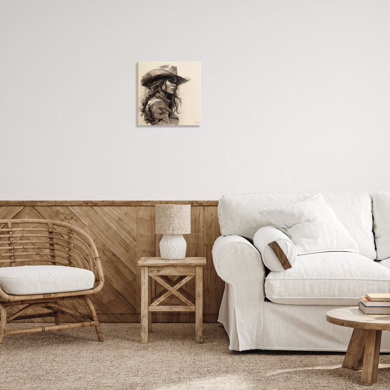 Art mural sur toile Stoic Cowgirl, H 17 po x l 17 po