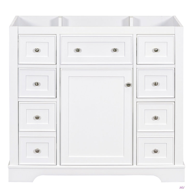 Meuble-lavabo 36 po sans lavabo, base d'armoire seulement, une armoire et six tiroirs