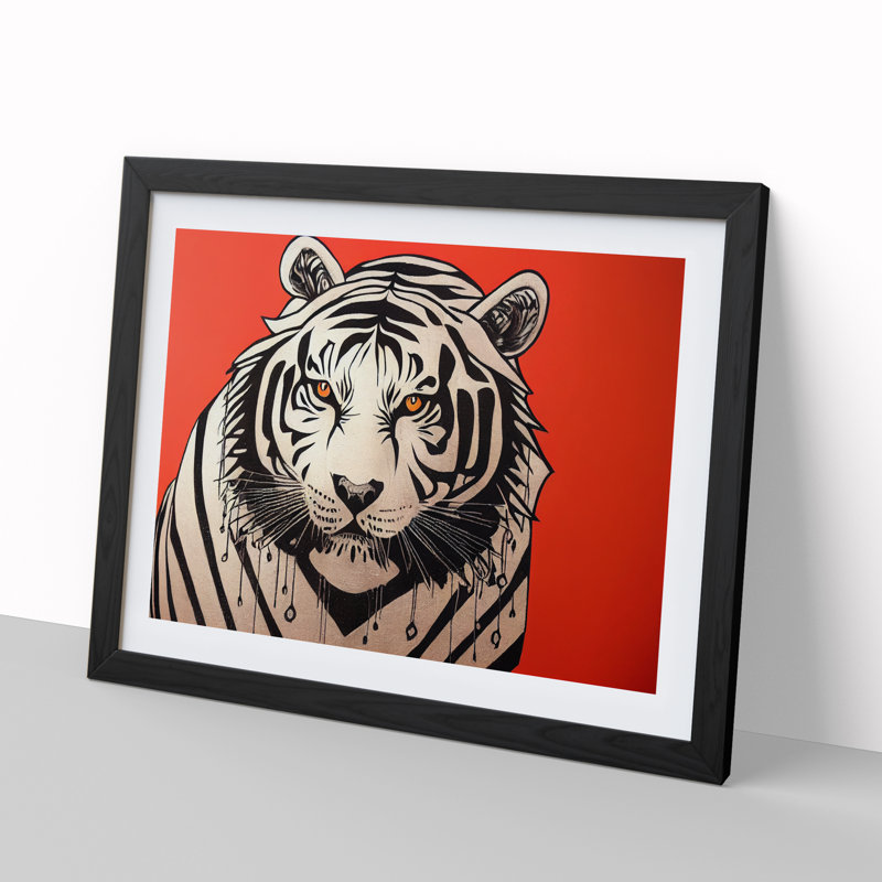 Modern Art Tiger Abstract - Framed Print, Black Framed, 25cm H x 34cm W x 2cm D