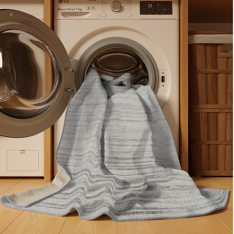 Machine Washable Solid Gray Area Rug, Rectangle 8' x 10'