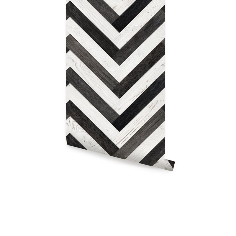 Carreau de papier peint autocollant texturé Shantel, Noir / blanc, L 2 pi x H 18 pi