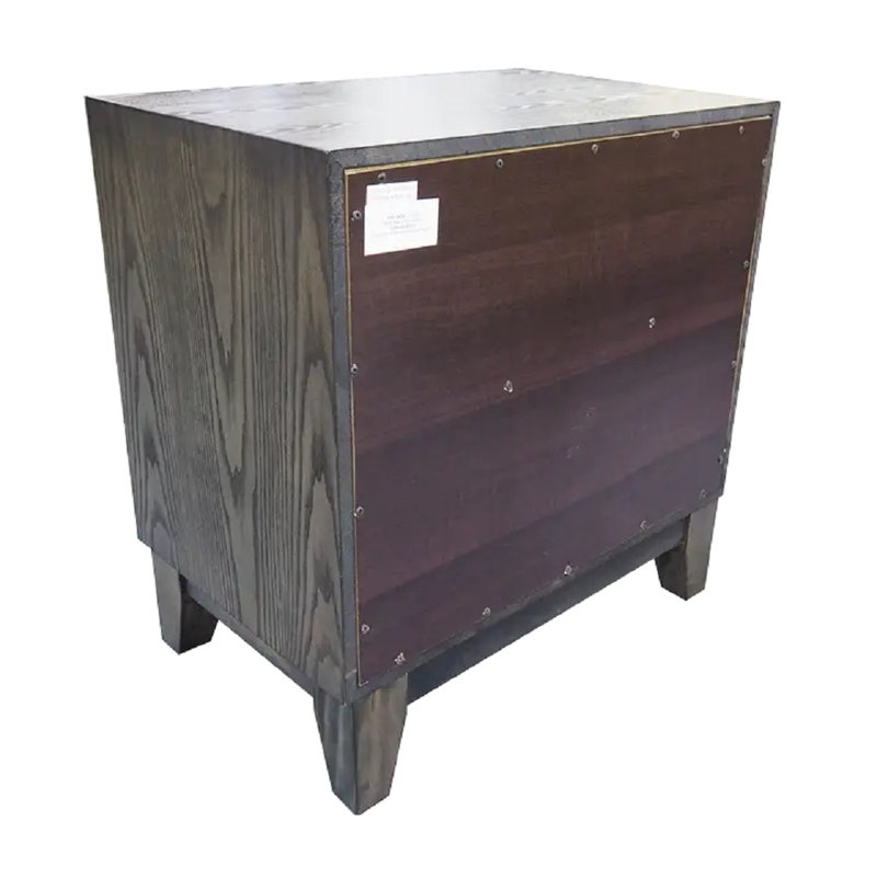 Table de chevet 2 tiroirs en bois massif gris Marquinta