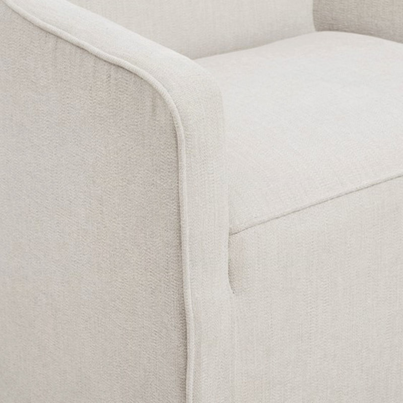 Chaise avec accoudoirs à roulettes avec jupe, Crème, crème