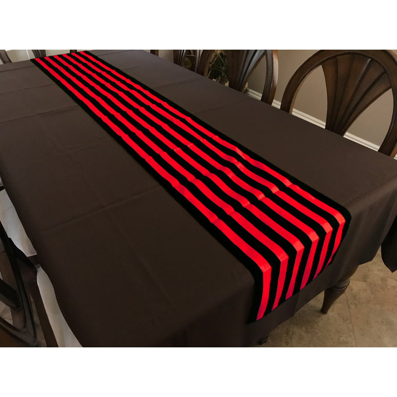 Chemin de table à rayures, Tapis 108 po, Rouge et noir