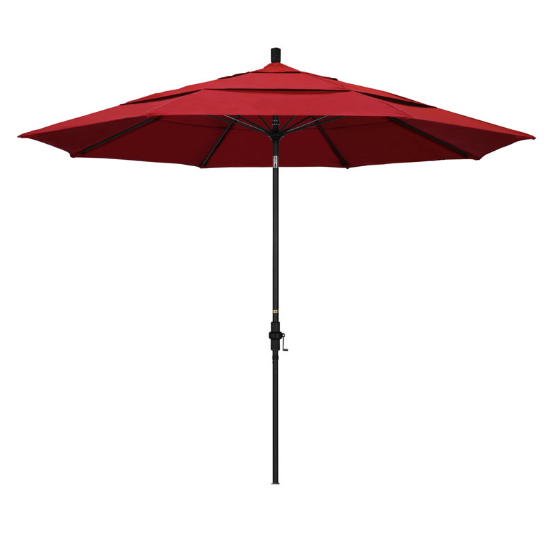 Parasol de marché 11 pi Leiker, Rouge - oléfine, Noir mat