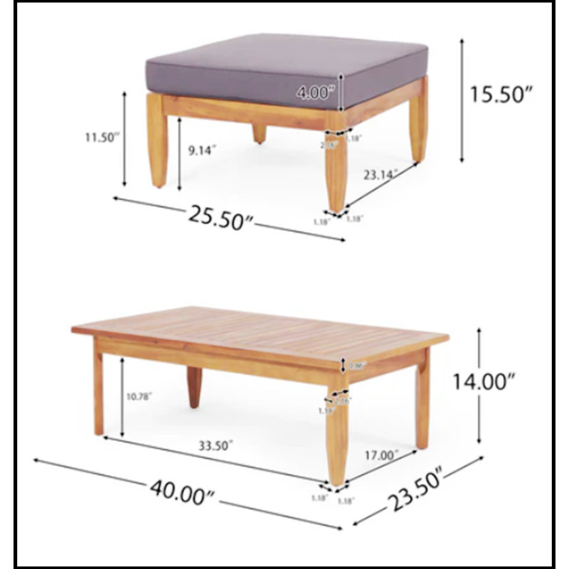 Charming Mid-Century Modern Ottoman And Coffee Table Set For Stylish Spaces