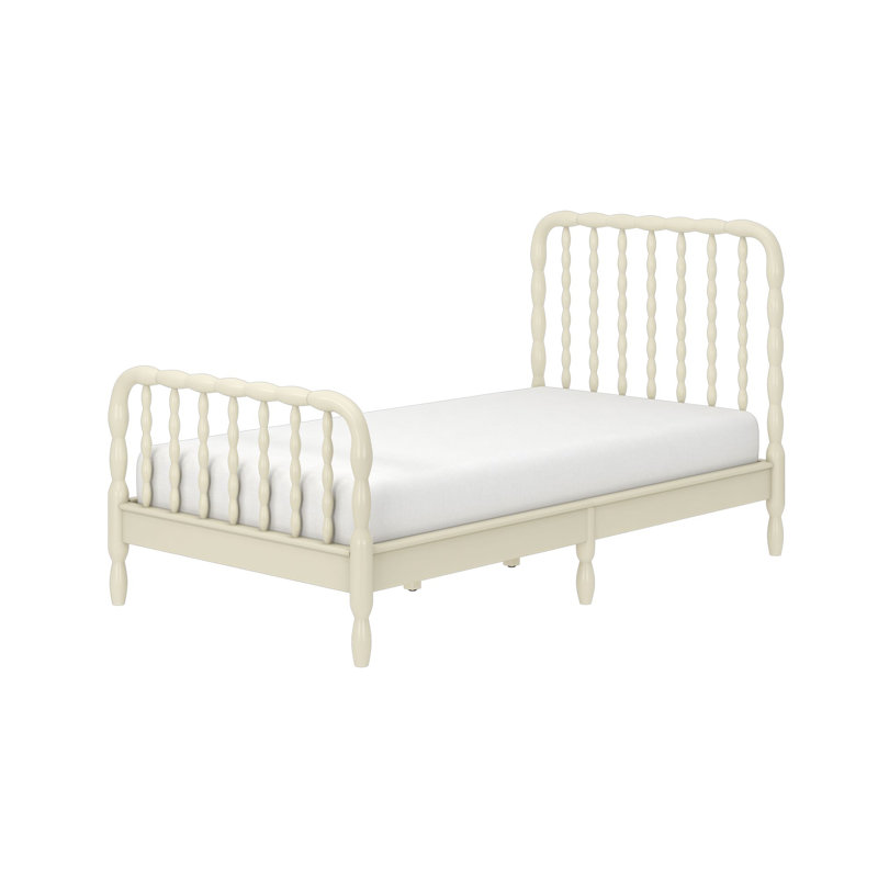 Lind Spindle Solid Wood Bed, Twin, Linen White