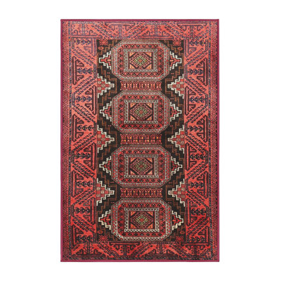 Tapis traditionnel rouge / noir Faer