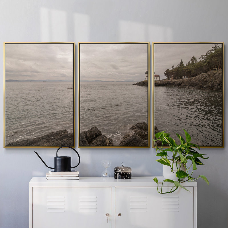 " Solitary " 3 - Pieces, 24" H x 48" W x 2" D, Gold