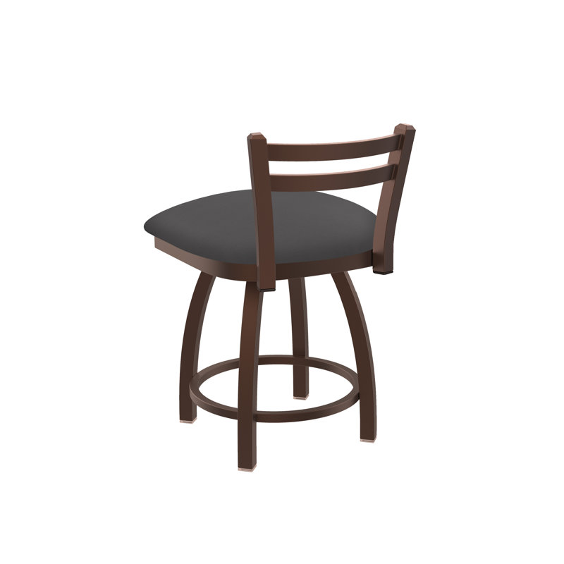 Jackie 18" Tall Metal Vanity Stool, Vinyl-Canter Storm, Bronze