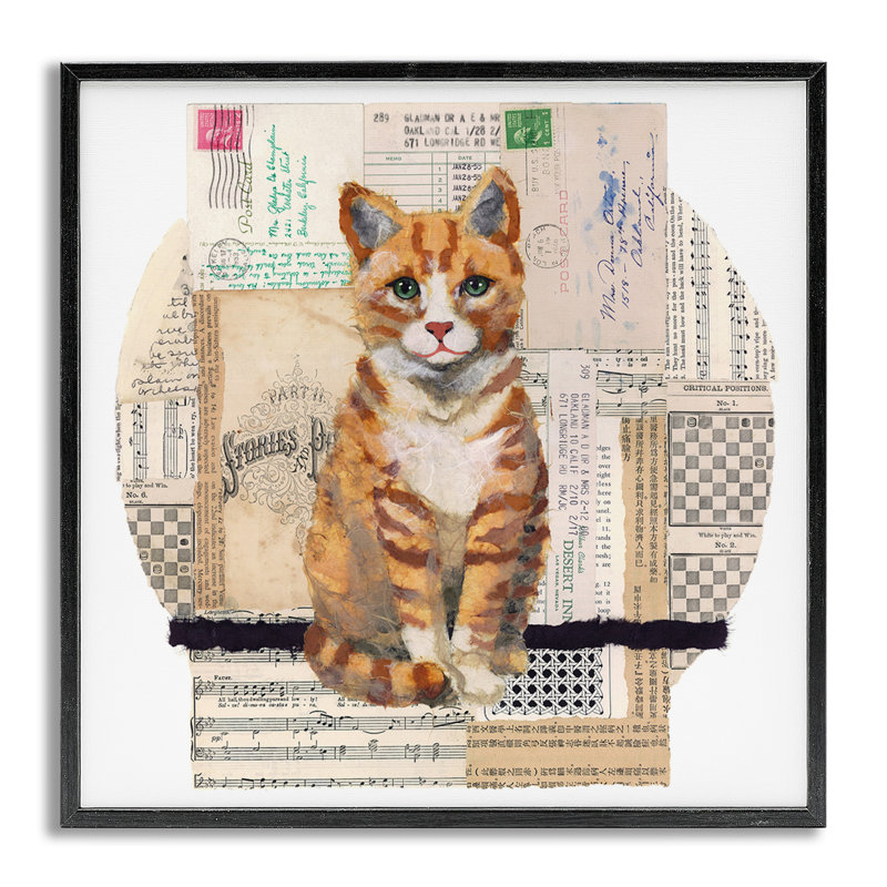 «Orange Cat Collage», art de la giclée encadrée par Nancy Overton, Estampe numérique Farmhouse, H 24 po x l 24 po