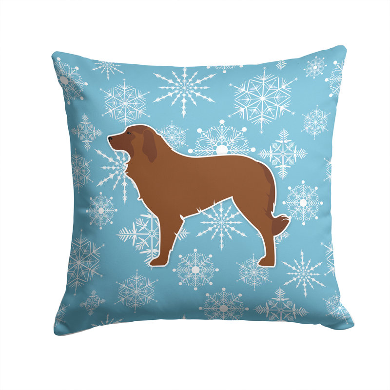 Coussin intérieur/extérieur en flocons d’hiver, H 14 po x l 14 po x P 3 po