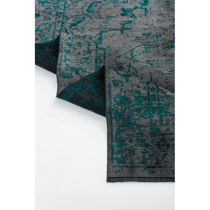 Rapture Teal/Gray Oriental Luxury Area Rug, Rectangle 7'10" x 11'2"