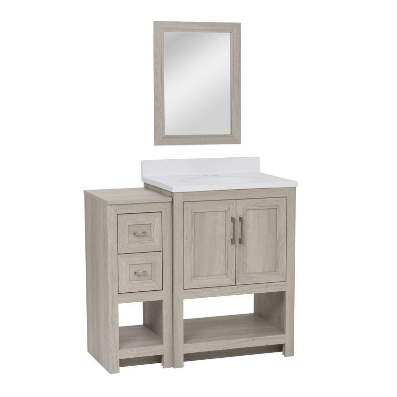 Ensemble de miroir de meuble-lavabo 24 po et 2 armoires de sol Stovall, Grès