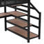 Lit mezzanine en métal avec lumières DEL et ports USB Lit avec filets en fer multifonctionnels et bureau-1733171229