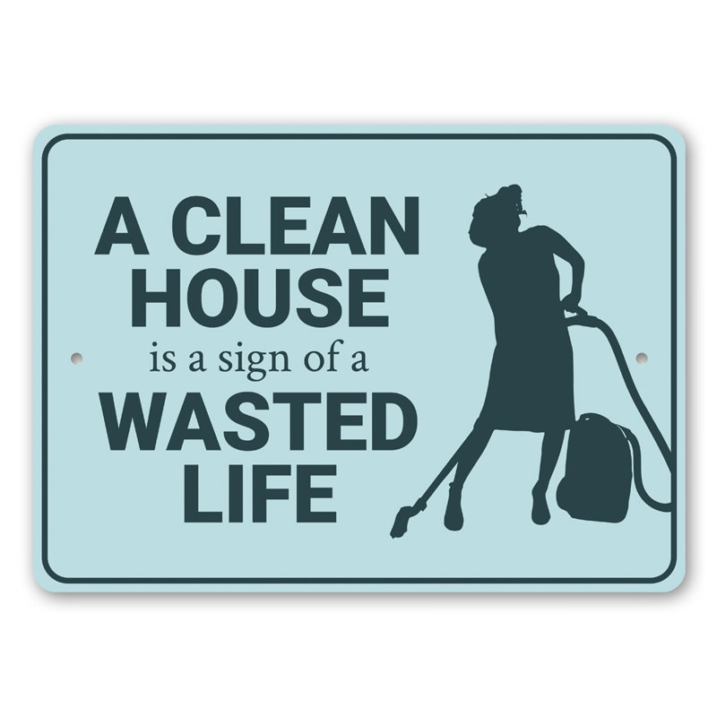 Enseigne en aluminium Clean House, H 12 po x l 18 po x P 0,06 po