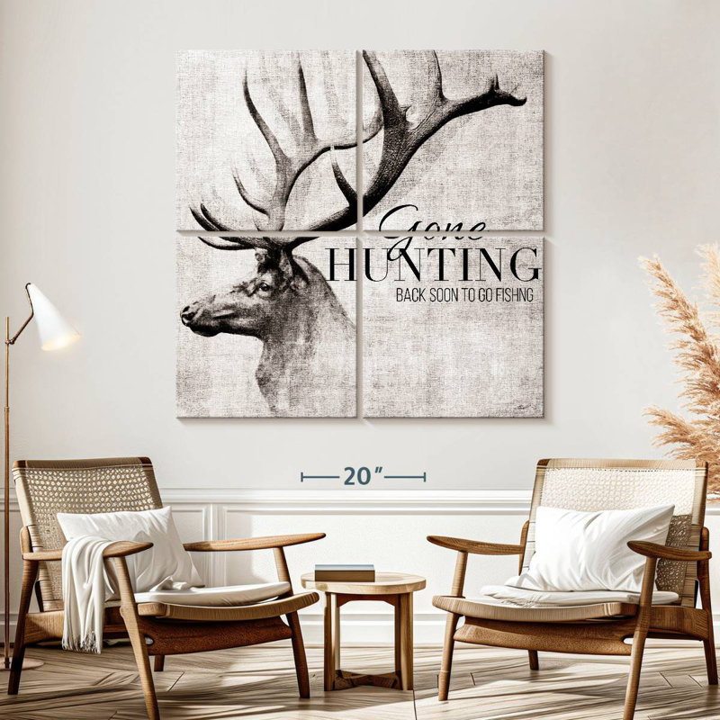 Brampt Gone Hunting And Fishing, 57" H x 57" W