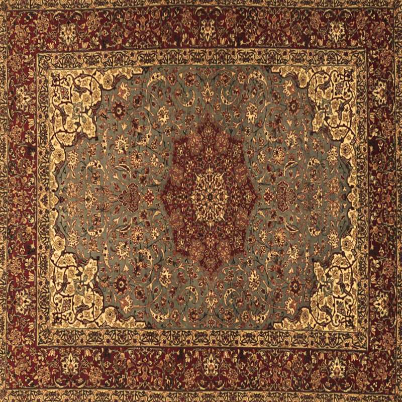 Tapis brun / beige en laine et polyester tissé à la machine 8 pi x 8 pi Lamira