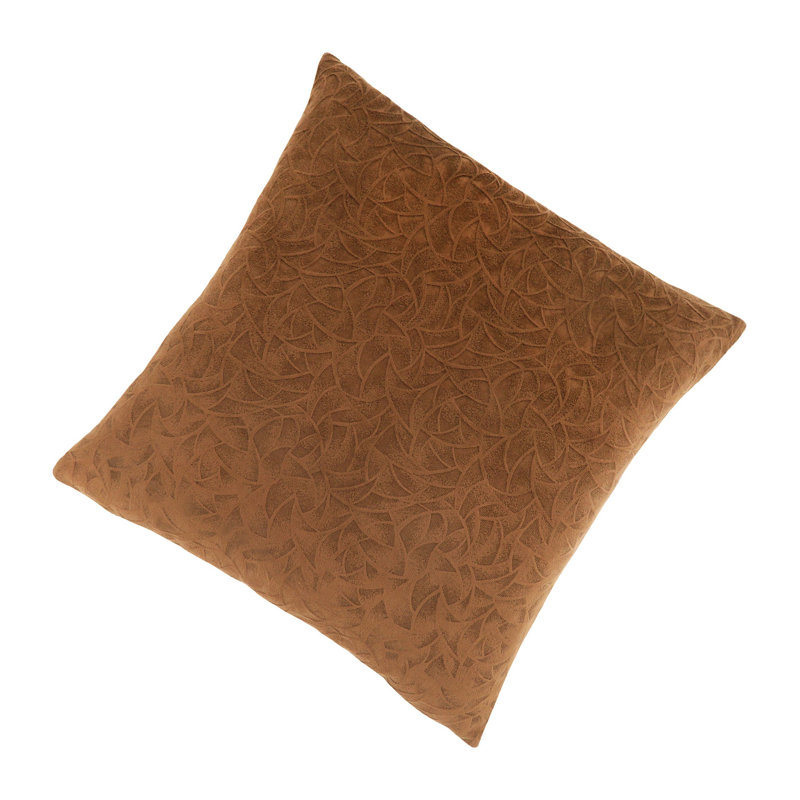 Coussin décoratif Yulu, carré de 18 pouces, jacquard floral, Brun
