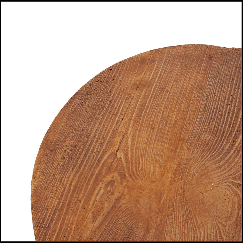 Iris Outdoor Patio Three-Legged MGO Wood-Grain Round Side Table, Weather-Resistant And Eco-Friendly