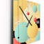 Horloge murale rétro géométrique circulaire en bleu et rose II-99634950