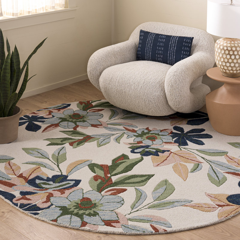 Jardin 768 Hand Tufted 80% Wool; 20% Cotton Floral Rug, Round 6'