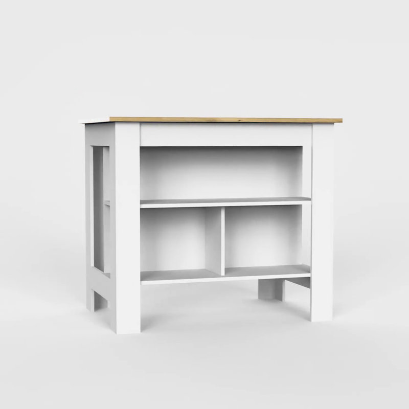 Cala 3-Shelf Wooden Kitchen Island