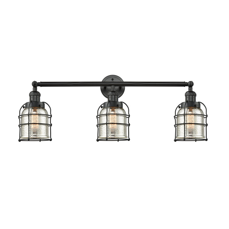 Éclairage pour meuble-lavabo à 3 lumières à intensité variable Gurtrue, Argent mercuré plaqué, Noir mat