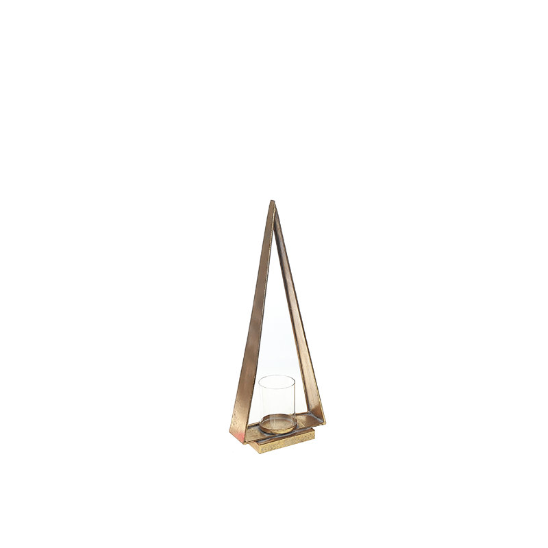 Grand porte-bougie triangulaire en métal, H 18 po x l 8 po x P 2 po