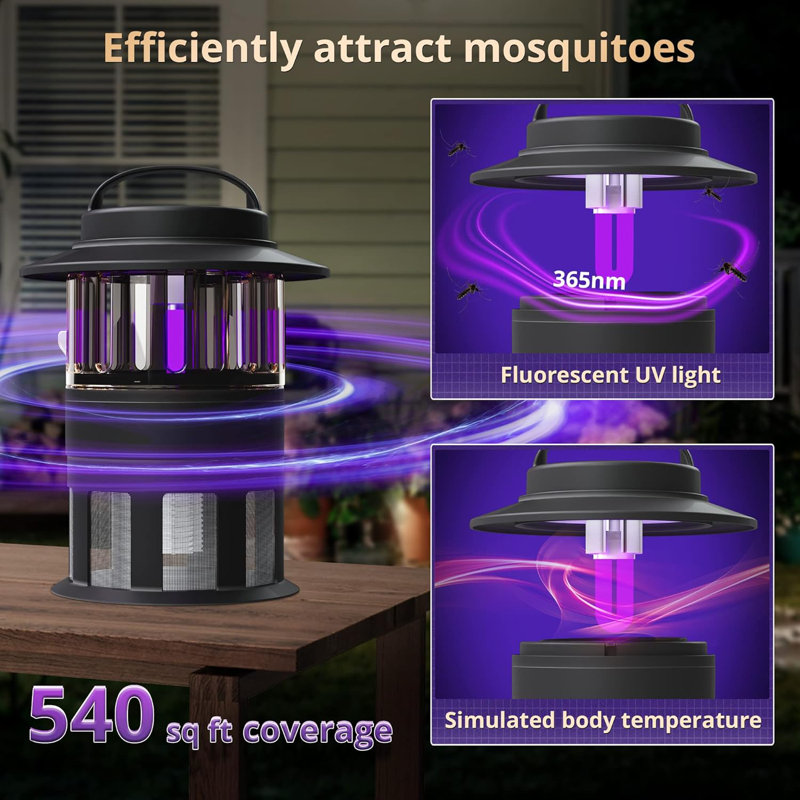 Mosquito Trap, Bug Zapper With 1000v Grid And Suction Fan, Insect Trap For Flies, Gnat & Moth, Portable Flying Insect Killer For Backyard, Patio