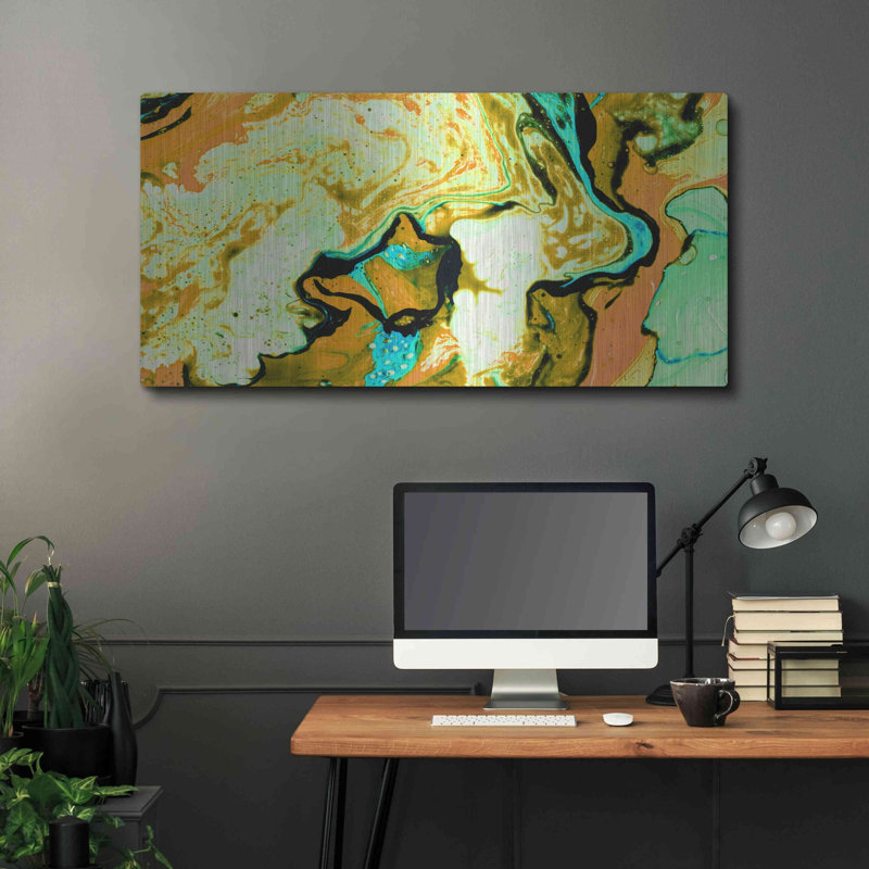 'Orange Lava' Metal Wall Art, 24" H x 48" W