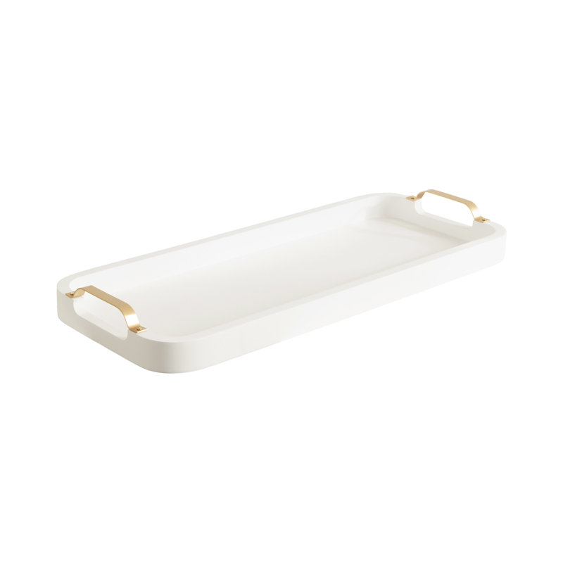 Wooden Rectangle Tray with Metal Handles
