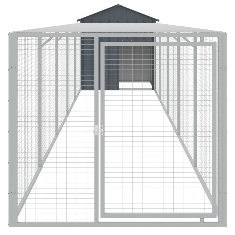 Poulailler avec couloir et grillage Drayten, Gris anthracite, H 48,4 po x l 46,1 po x P 239,8 po