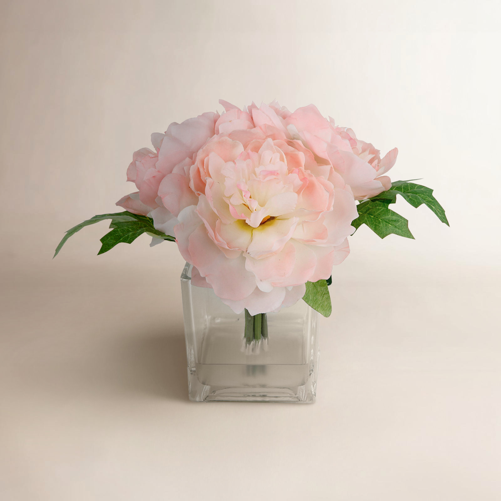 Villela Peony Floral Arrangement in Vase, Pink