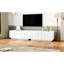Élégant meuble télé au design arqué pour téléviseur de 80 po ou moins, table basse moderne à double usage avec 4 tiroirs, armoire de rangement multifonctionnelle avec rangement