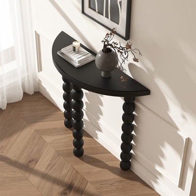 Console demi-cercle en bois massif noir