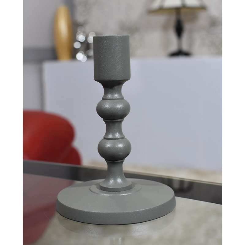 Bougeoir de table en aluminium 12 po, gris, H 5,5 po x l 4 po x P 4 po