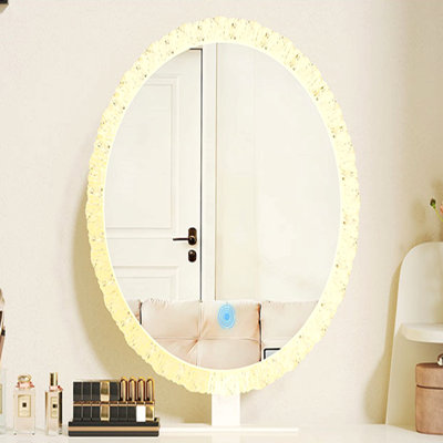 Miroir de maquillage à DEL à intensité variable avec éclairage tricolore et design Crystal Edge | Idée de cadeau
