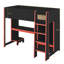 Lit mezzanine simple avec bureau intégré, garde-robe et lumières DEL, poste de travail peu encombrant, tiroir de rangement, panneau de fibres à densité moyenne et structure en bois de pin-1611949208
