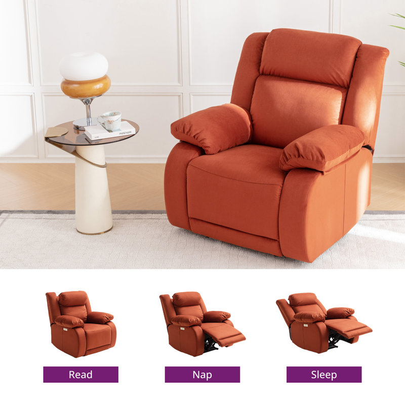 Brittnea 39" Wide Upholstered Power Recliner, Orange