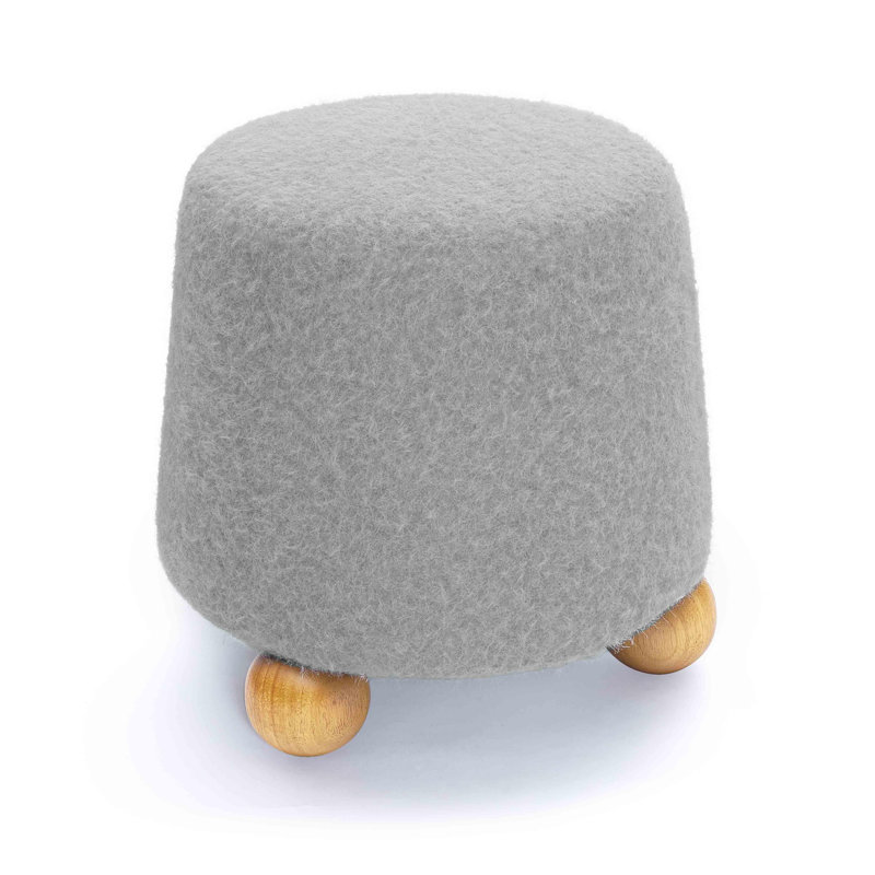 Tabouret Jaine Boucle, Gris, Polyester, Naturel