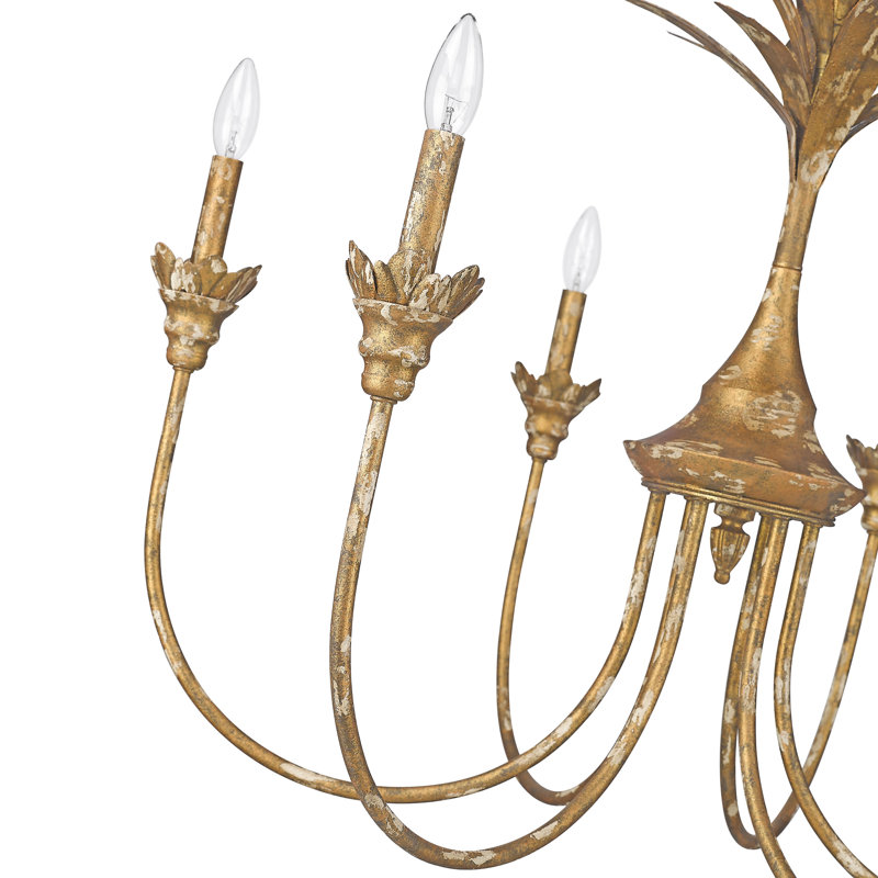 Schiff 6 - Light Steel Dimmable Empire Chandelier, Heirloom Gold