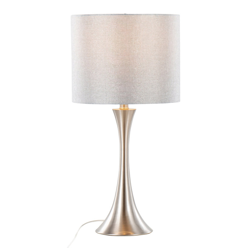Contemporary Accent Table Lamp, Silver, Light Gray