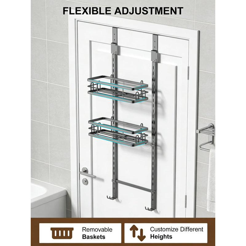 Organisateur à 9 niveaux au-dessus de la porte, support de rangement en panier réglable en métal pour épices, canettes et articles de toilette, installation sans outil pour la cuisine