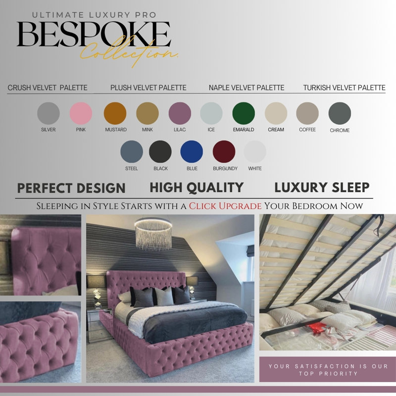 Aliyannah Upholstered Ottoman Storage Bed, Lilac, Super King (6')